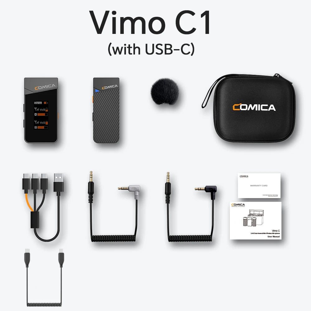 COMICA Vimo C 2.4G Wireless Lavalier Microphone with Charging Case