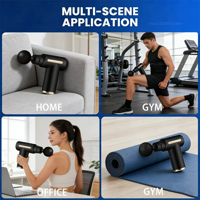 Fascia Gun Deep Tissue Massager – 6 Speeds & 4 Heads