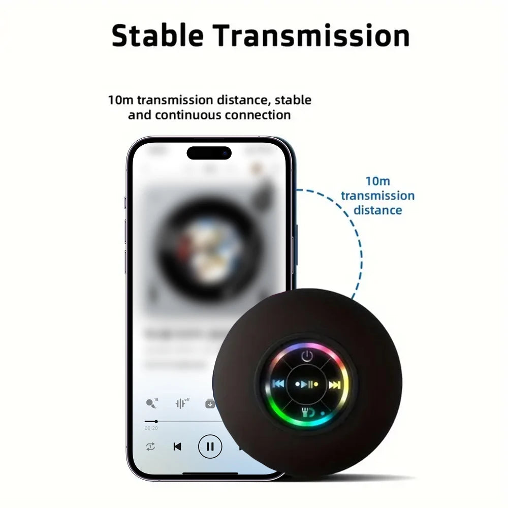 Portable Waterproof Bluetooth Speaker with LED Light