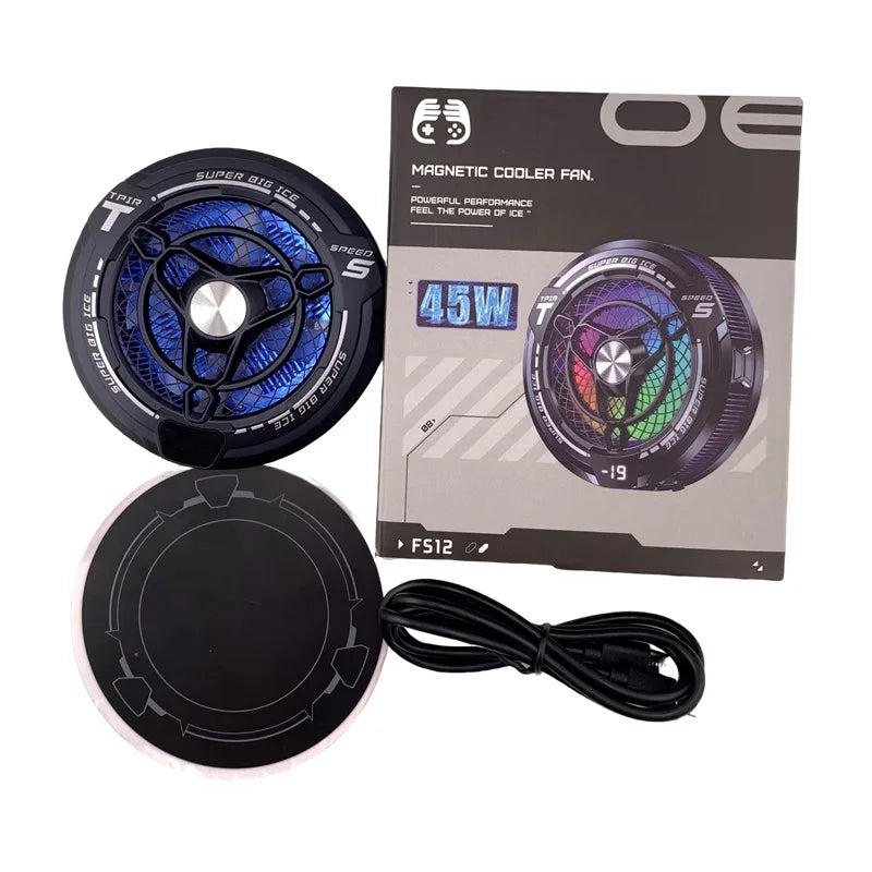 FS12 45W RGB Magnetic Tablet & Gaming Phone Cooler with LED | Makwando