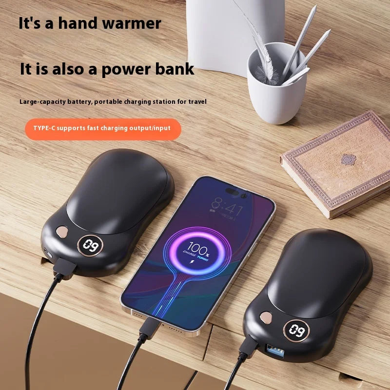 Magnetic Split-Type Hand Warmer & Power Bank – USB Self-Heating
