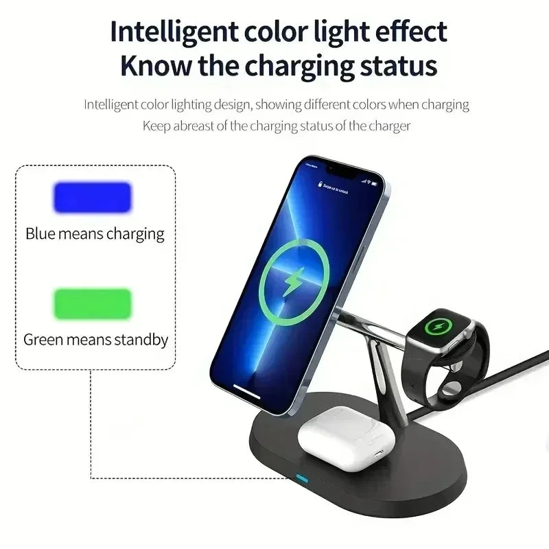 3-in-1 Magnetic Wireless Charger for iPhone, Apple Watch & AirPods