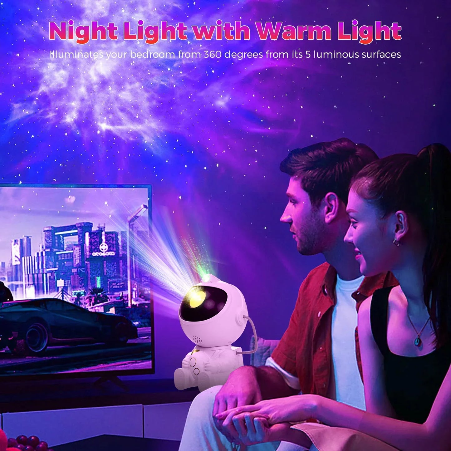 Astronaut Space Star Projector – Galaxy Night Light with Timer & Remote