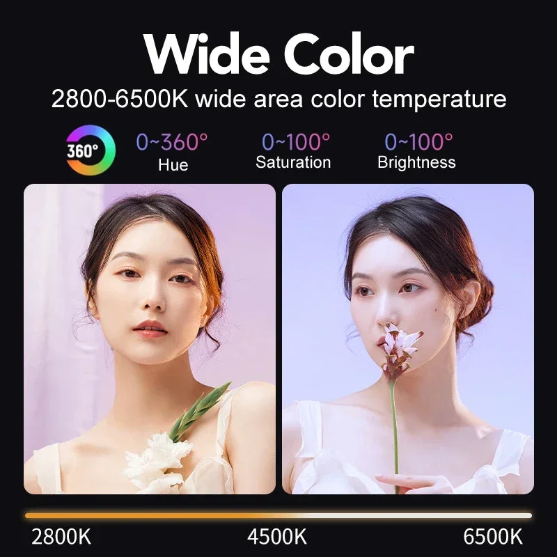 RGB Portable LED Video Light 10000mAh for Vlogging & Streaming