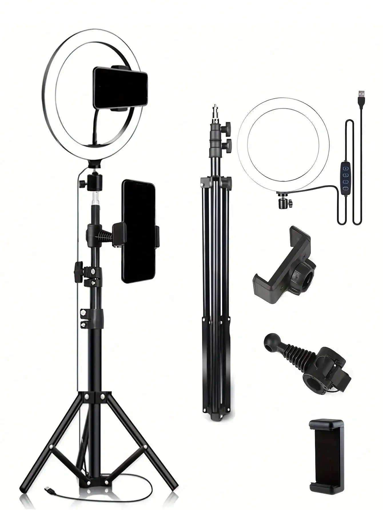 110cm Tripod Stand with 10" Ring Fill Light for Live Streaming & Selfies