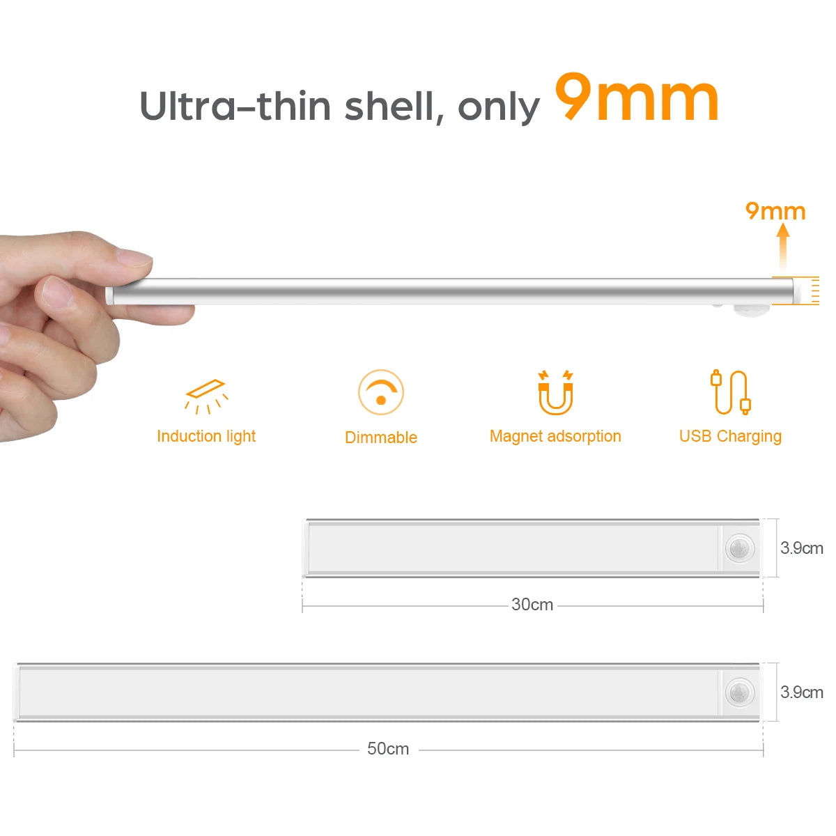 Magnetic Motion Sensor LED Light Bar – USB Rechargeable, 3 Colour Modes