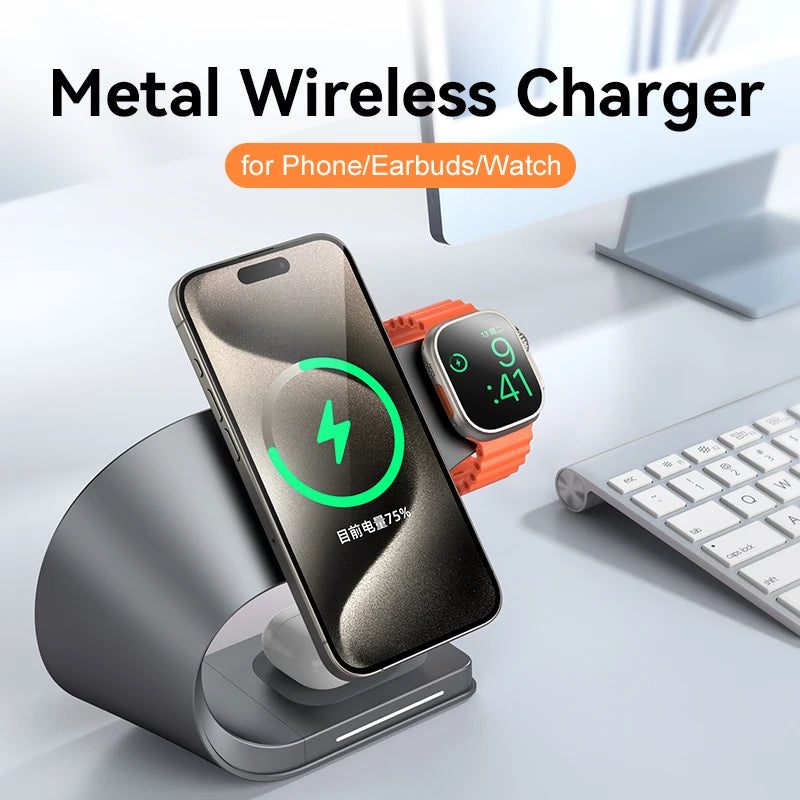 4-in-1 Magnetic Wireless Charging Station with USB