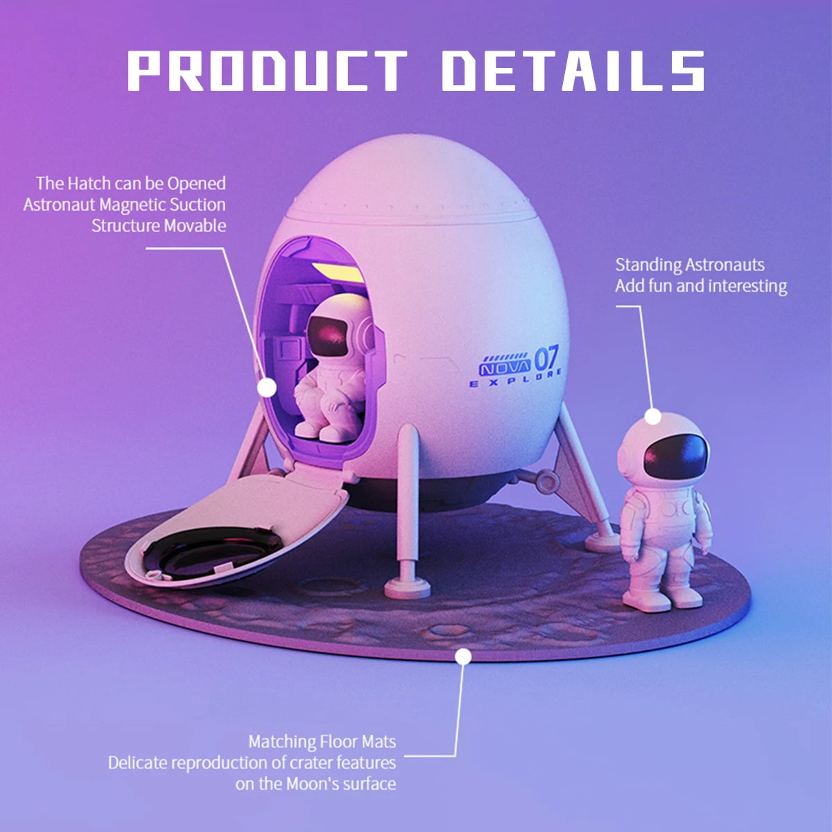 Astronaut Space Lander Galaxy Ceiling Projector with Remote & Lunar Mat