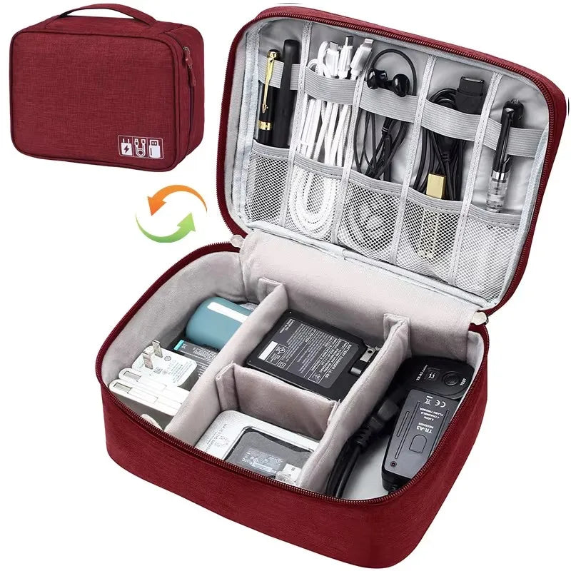 Waterproof Travel Cable Storage Bag – USB & Charger Electronic Organiser