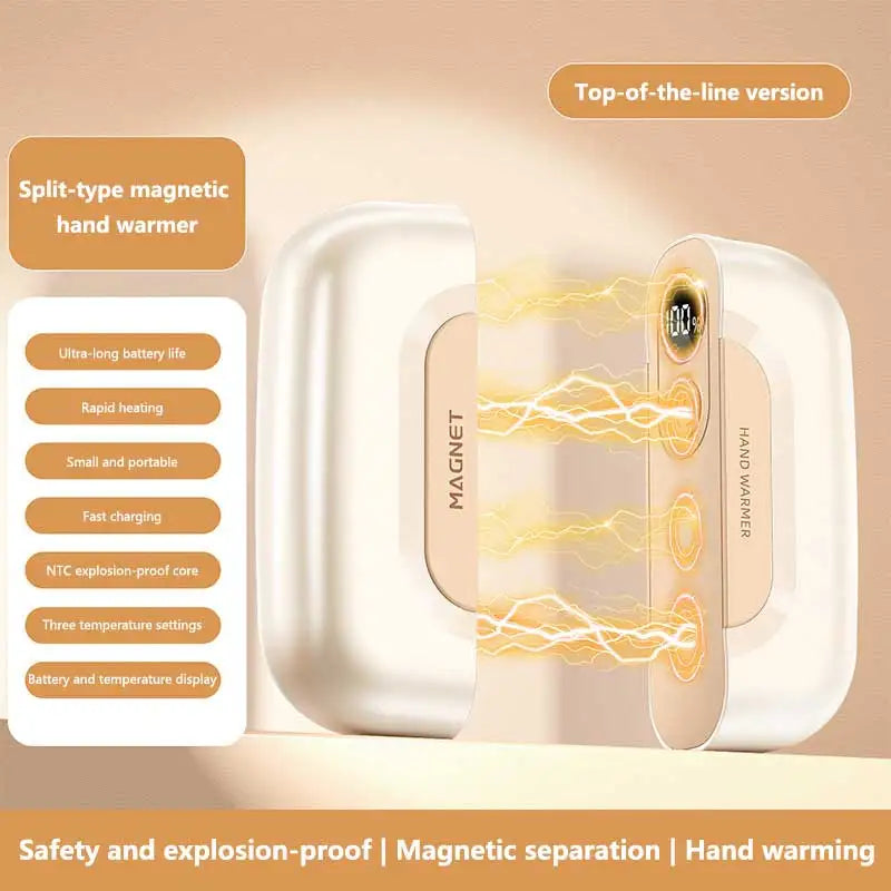 2-in-1 Magnetic Hand Warmer & Power Bank with Digital Display