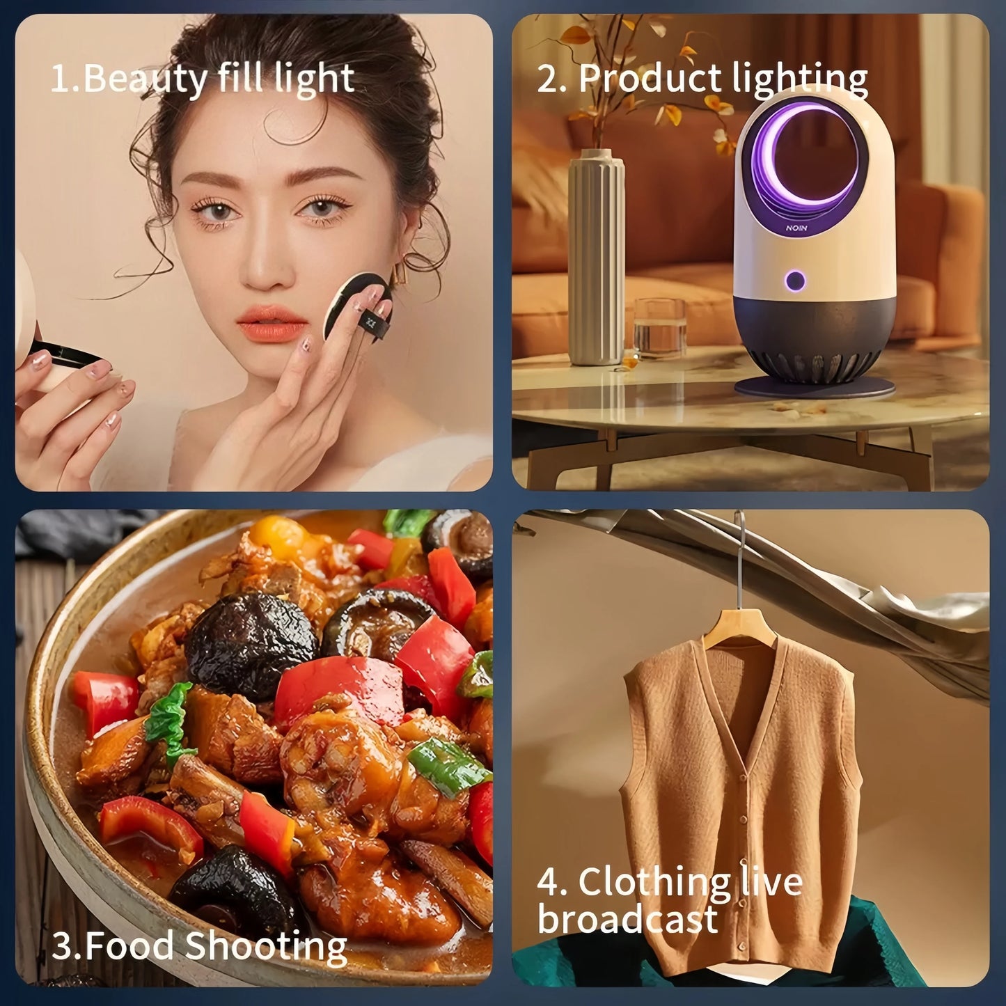 LED Photography Light with Scissor Arm Stand for Zoom & YouTube