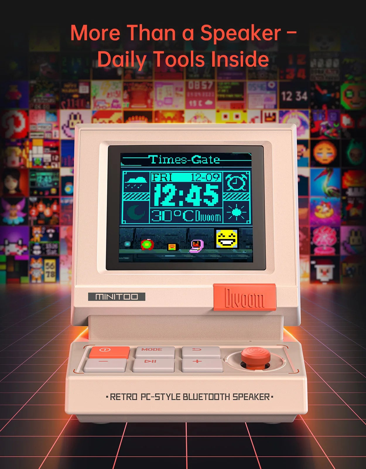 Divoom MiniToo Retro Pixel Art Portable Bluetooth Speaker
