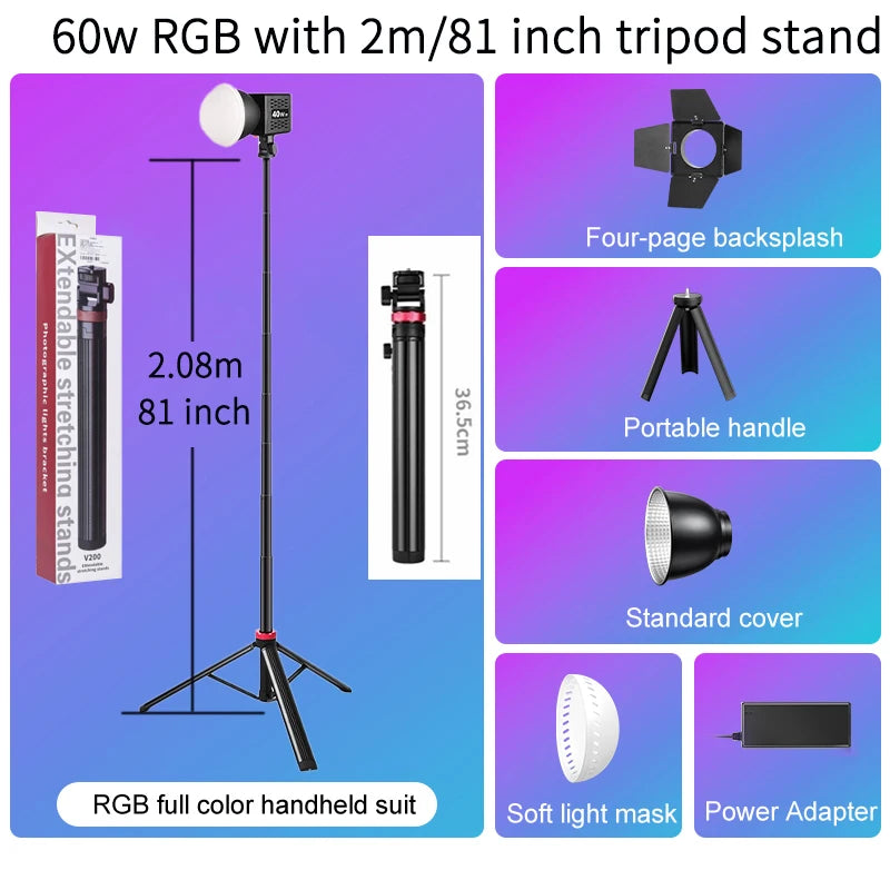 RGB Portable LED Video Light 10000mAh for Vlogging & Streaming