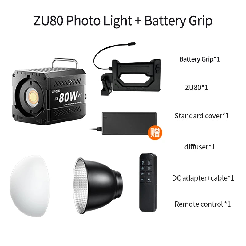 80W Dual Colour Temperature COB LED Video Light with Bowens Mount