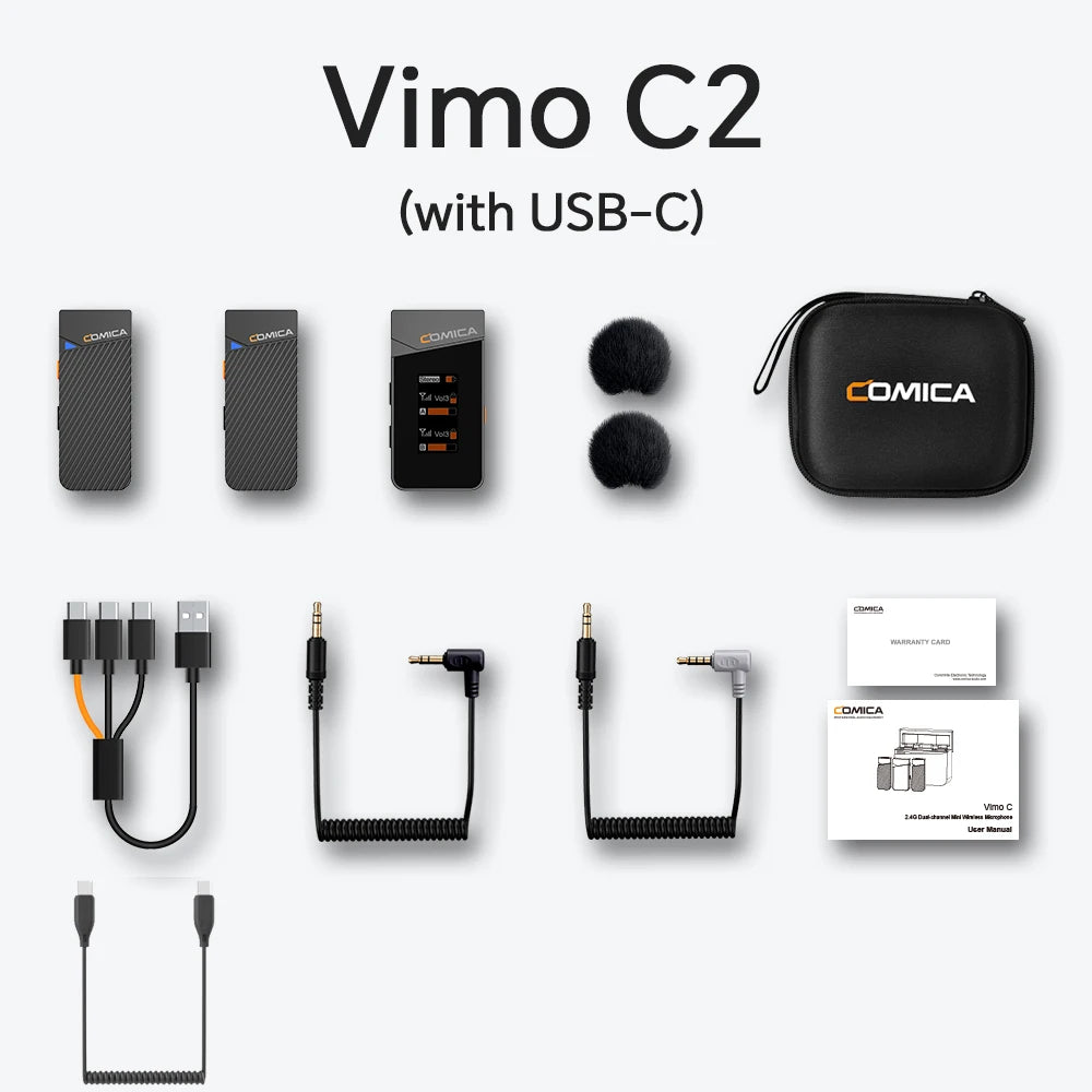 COMICA Vimo C 2.4G Wireless Lavalier Microphone with Charging Case