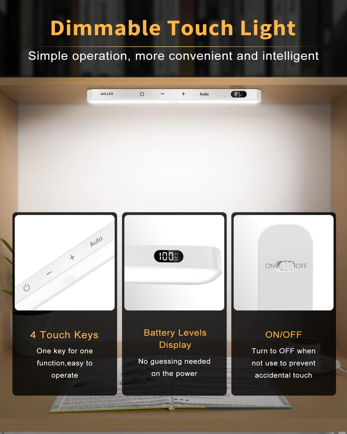 60 LED Motion Sensor Cabinet Light – Rechargeable with Touch Control