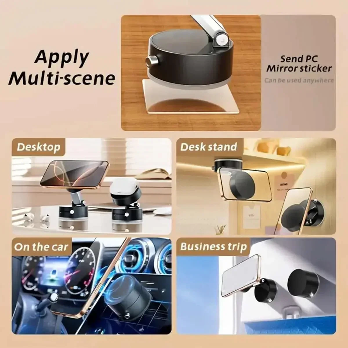 Magnetic Foldable Phone Holder for Car, Home & Gym
