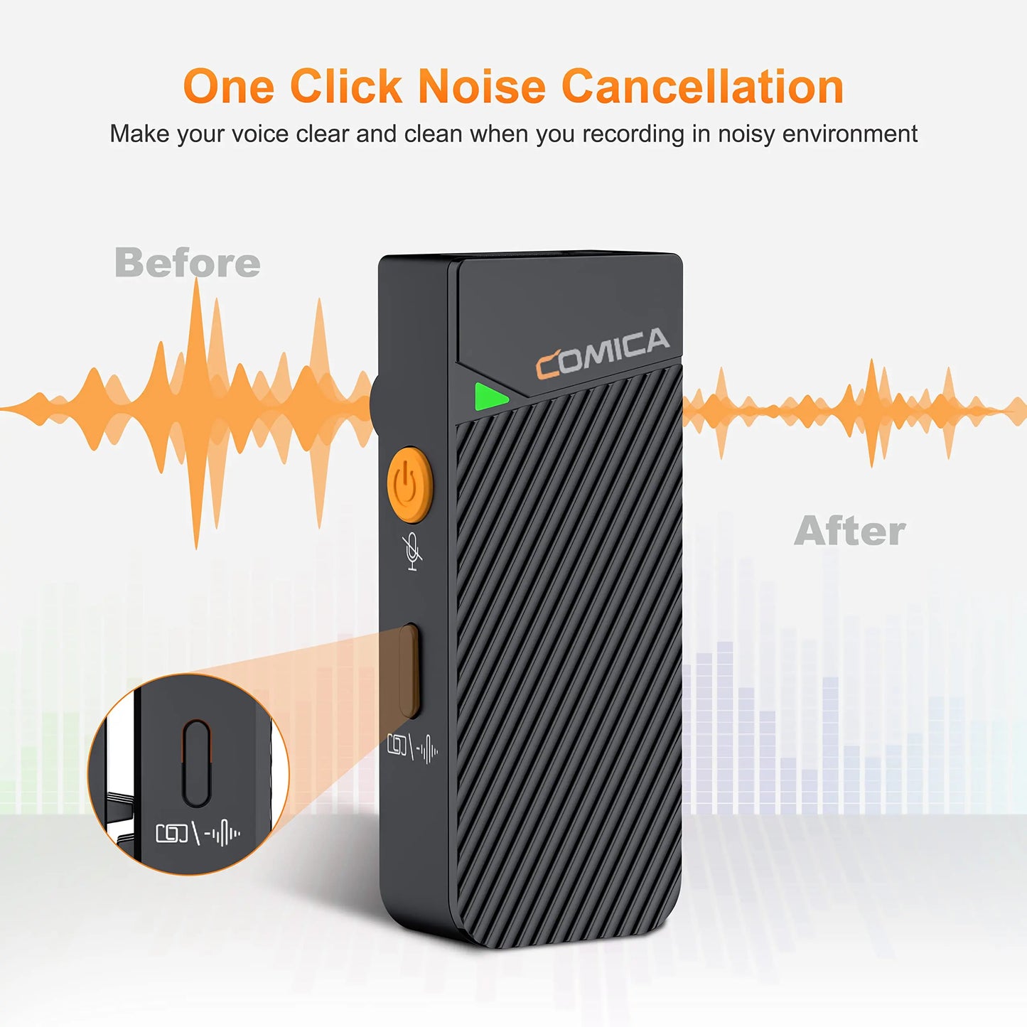 COMICA Vimo C 2.4G Wireless Lavalier Microphone with Charging Case