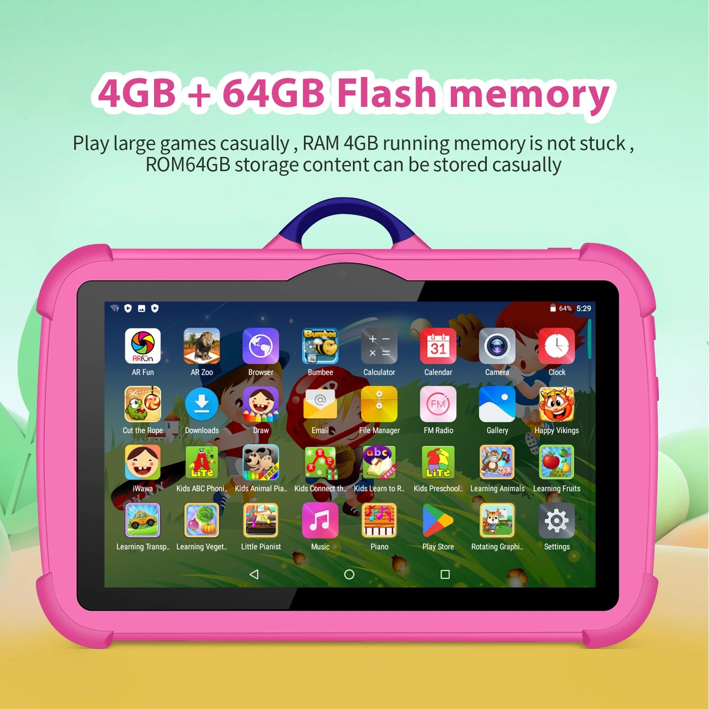 Kids Tablet 7" Android 13 – 4GB RAM, 64GB, Dual Camera