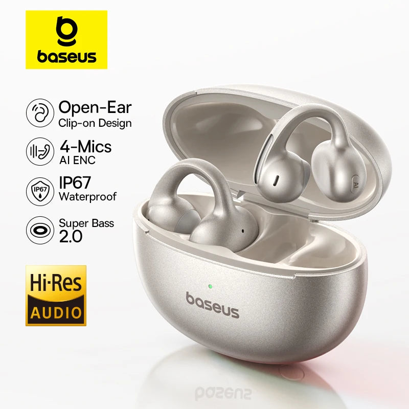 Baseus MC1 Pro Open-Ear Clip Wireless Earphones – 40Hr, 4-Mic ENC