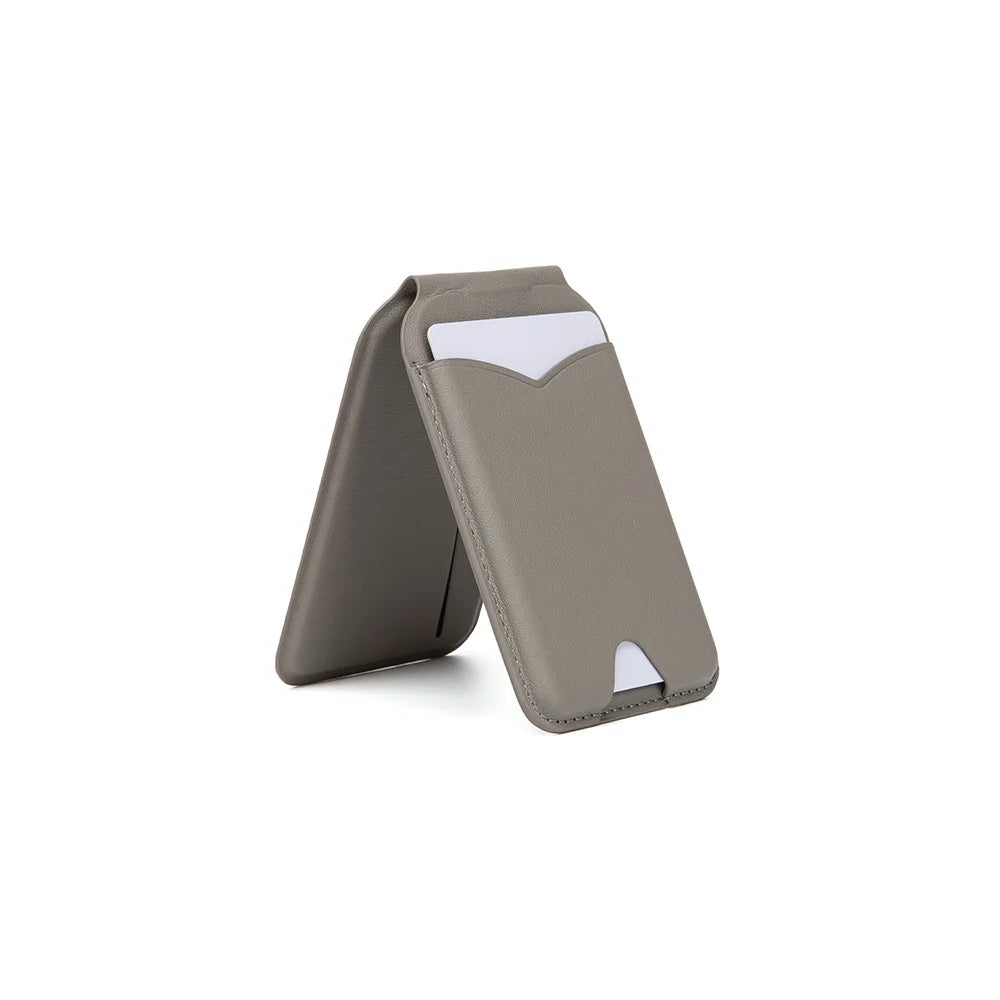 Magnetic Wallet Phone Stand with Mirror & MagSafe – PU Leather
