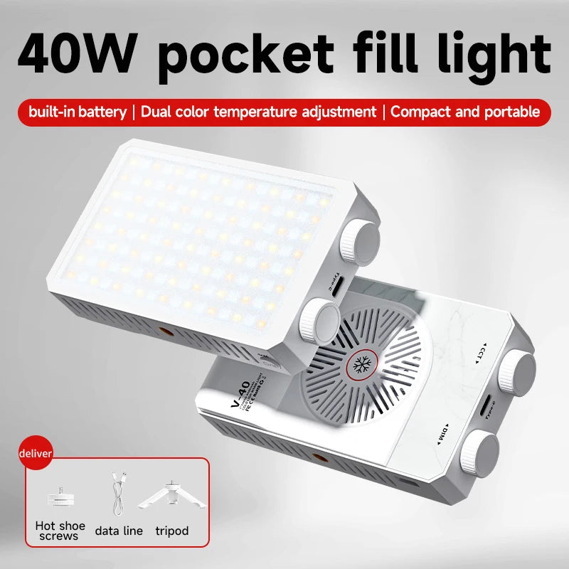 40W Handheld LED Fill Light Panel 2800K-9000K for Photography | Makwando