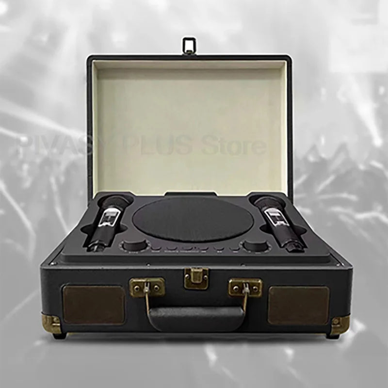 Retro 45W Karaoke Bluetooth Speaker with Dual Wireless Microphones