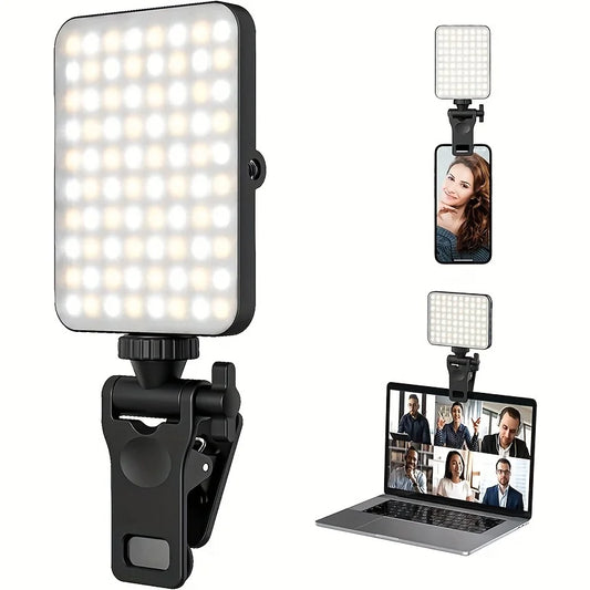 Rechargeable Magnetic LED Selfie Light – 3 Modes, 120 LEDs, Clip-On