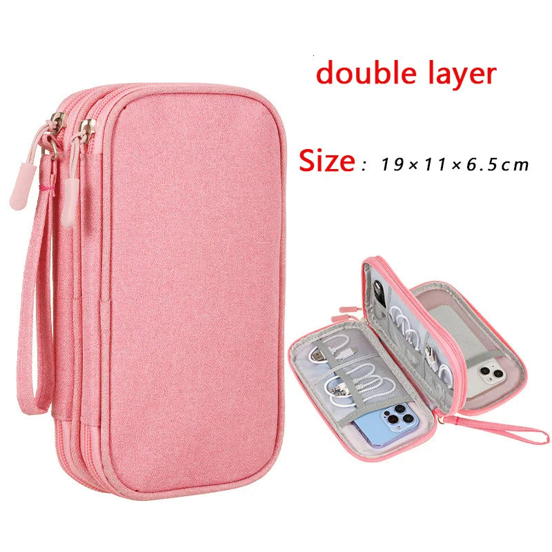Portable Waterproof Double-Layer Cable Organiser Bag