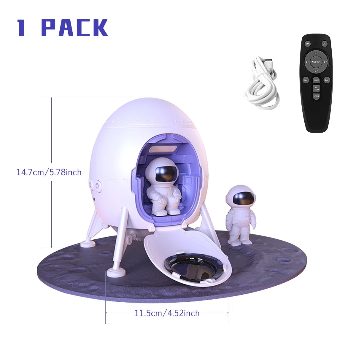 Astronaut Space Lander Galaxy Ceiling Projector with Remote & Lunar Mat