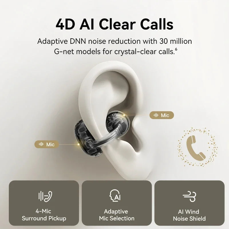 Baseus MC1 Pro Open-Ear Clip Wireless Earphones – 40Hr, 4-Mic ENC