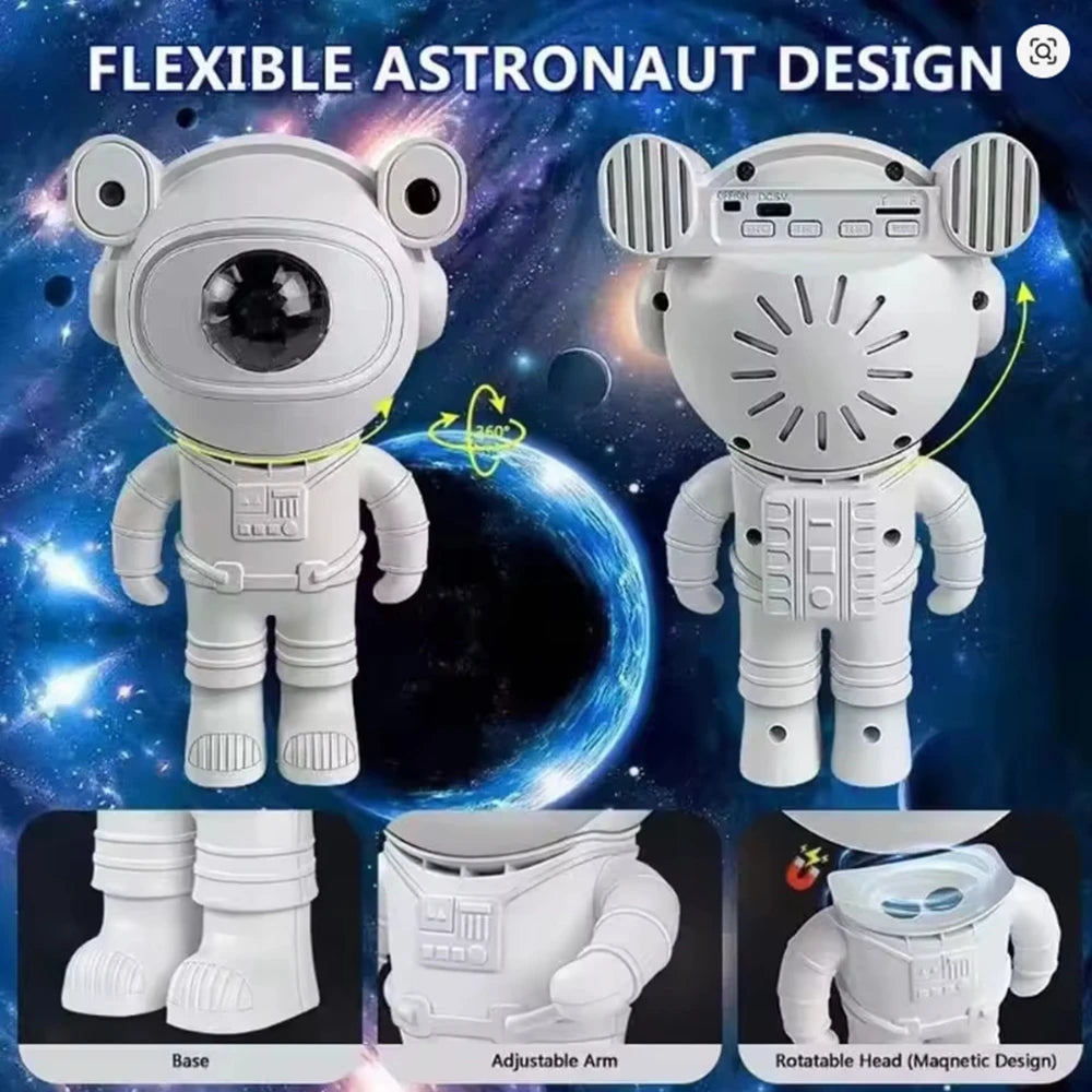 Astronaut Starlight Projector with Bluetooth Speaker – LED Aurora Night Light