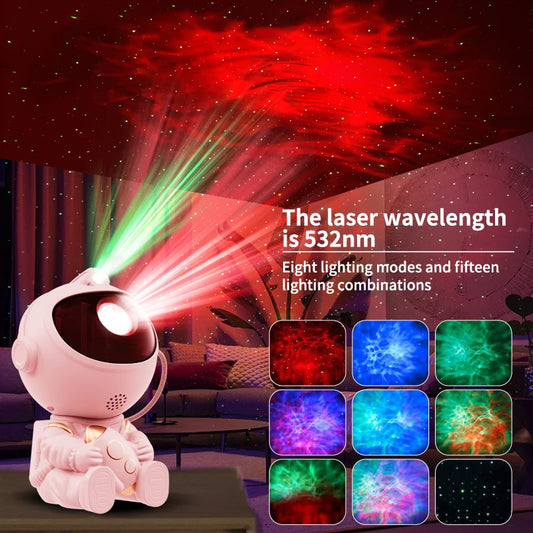 Astronaut Space Star Projector – Galaxy Night Light with Timer & Remote