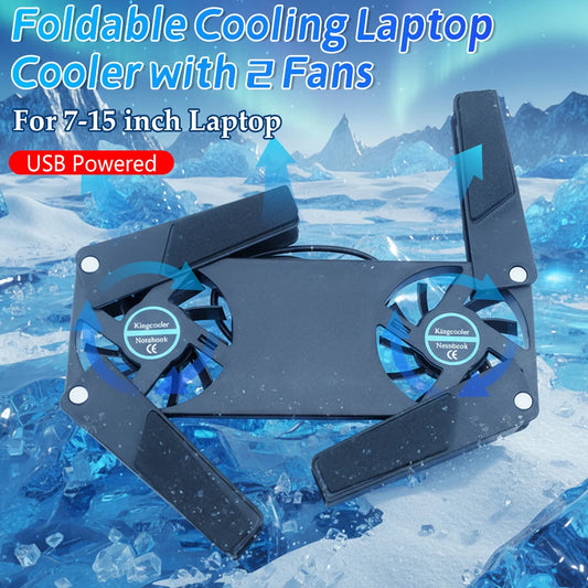 Foldable Laptop Cooling Pad – Dual USB Fans for 7–15 Inch Laptops
