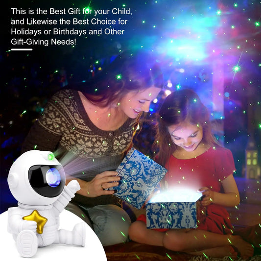 Astronaut Galaxy Star Projector – 360° Rotating with Timer & Remote