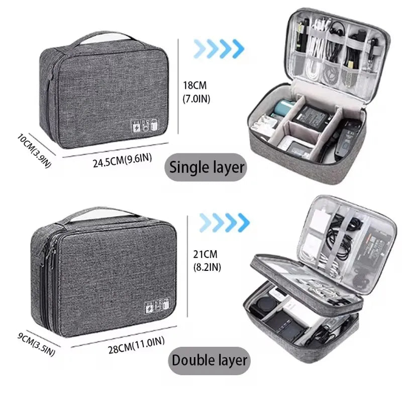 Waterproof Travel Cable Storage Bag – USB & Charger Electronic Organiser