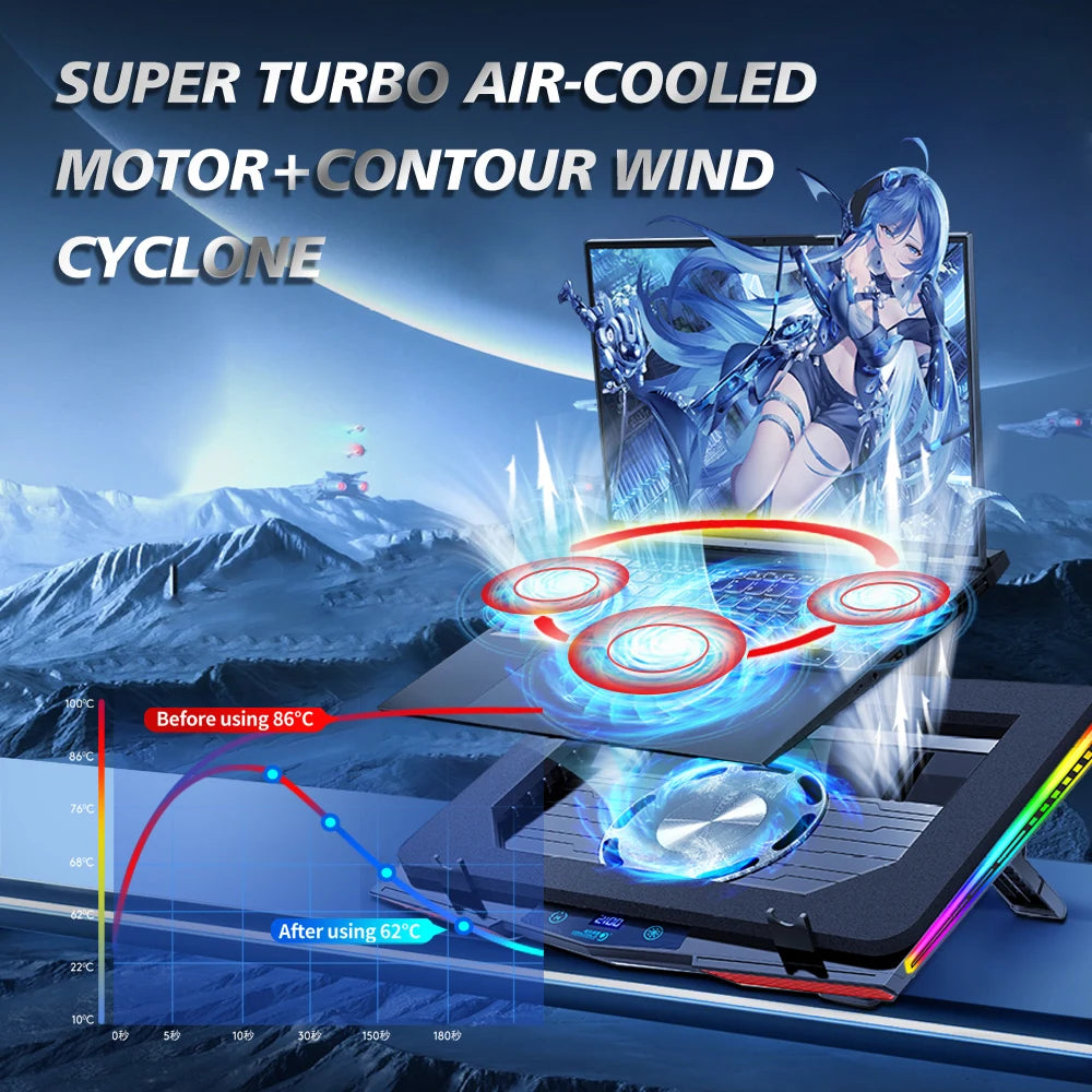 COOLCOLD RGB Air Compression Laptop Cooling Pad – Ultra-Quiet USB