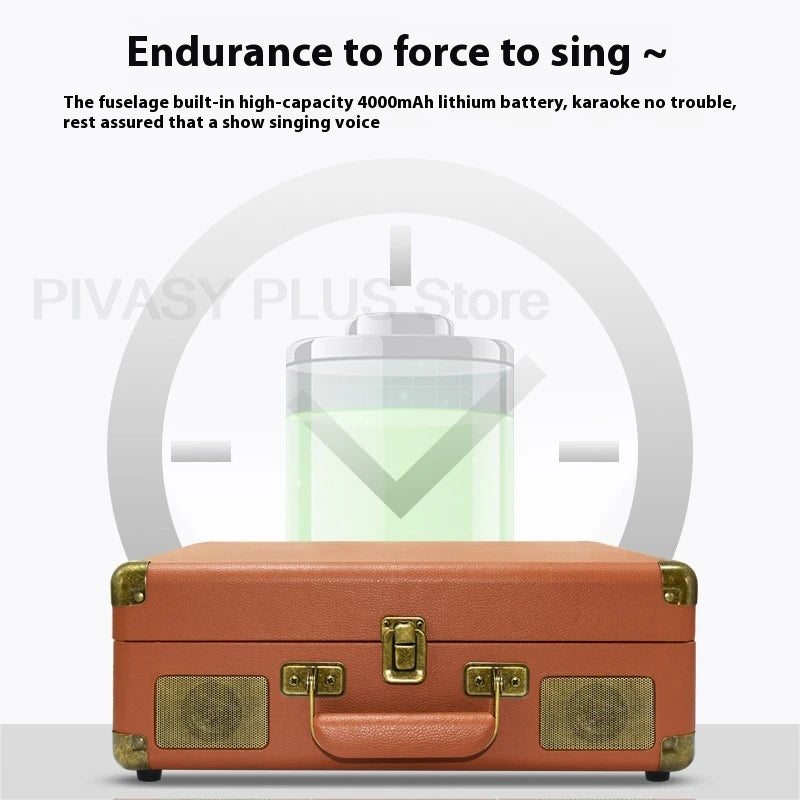 Retro 45W Karaoke Bluetooth Speaker with Dual Wireless Microphones