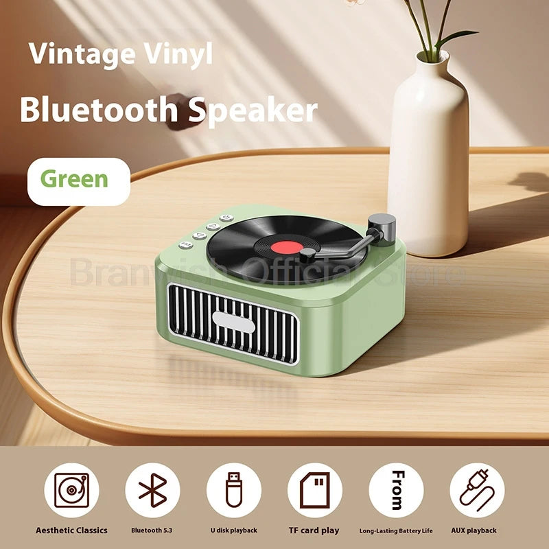 5W Vinyl Retro Bluetooth Speaker – Home Décor & Gift
