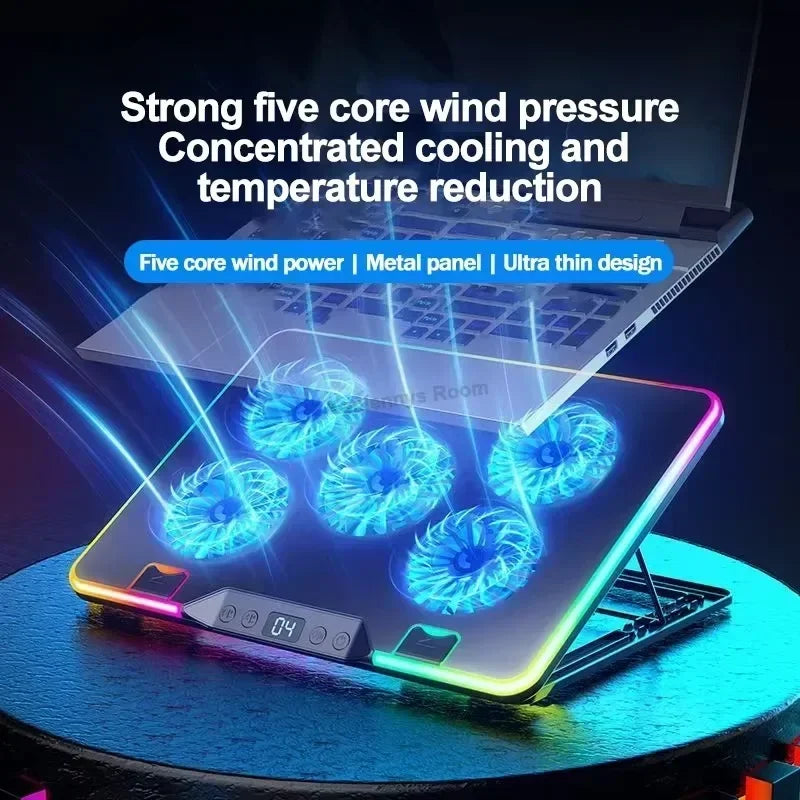 F36 Gaming Laptop Cooling Pad – 5 RGB Fans, 7 Angle Adjustable
