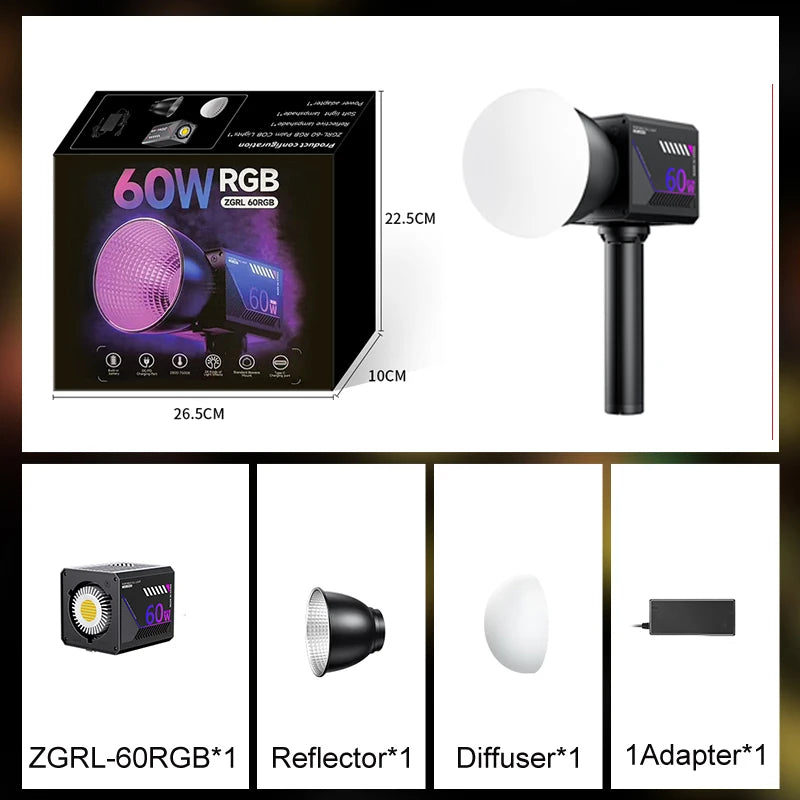 RGB Portable LED Video Light 10000mAh for Vlogging & Streaming