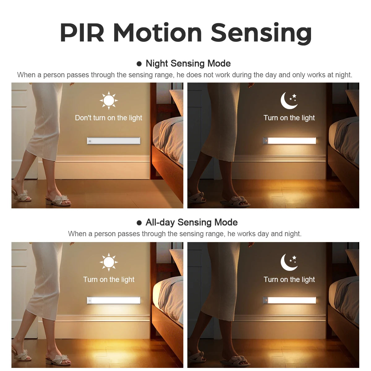 Magnetic Motion Sensor LED Light Bar – USB Rechargeable, 3 Colour Modes