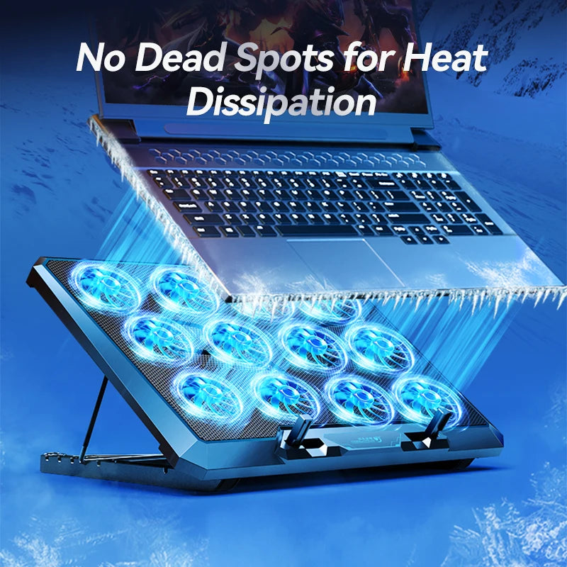 COOLCOLD Gaming Laptop Cooling Pad – 12 Fans, Phone Holder, 12–17.3"