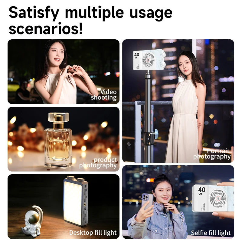 40W Bi-Color LED Camera Light CCT 2500K-9000K with 4400mAh Battery