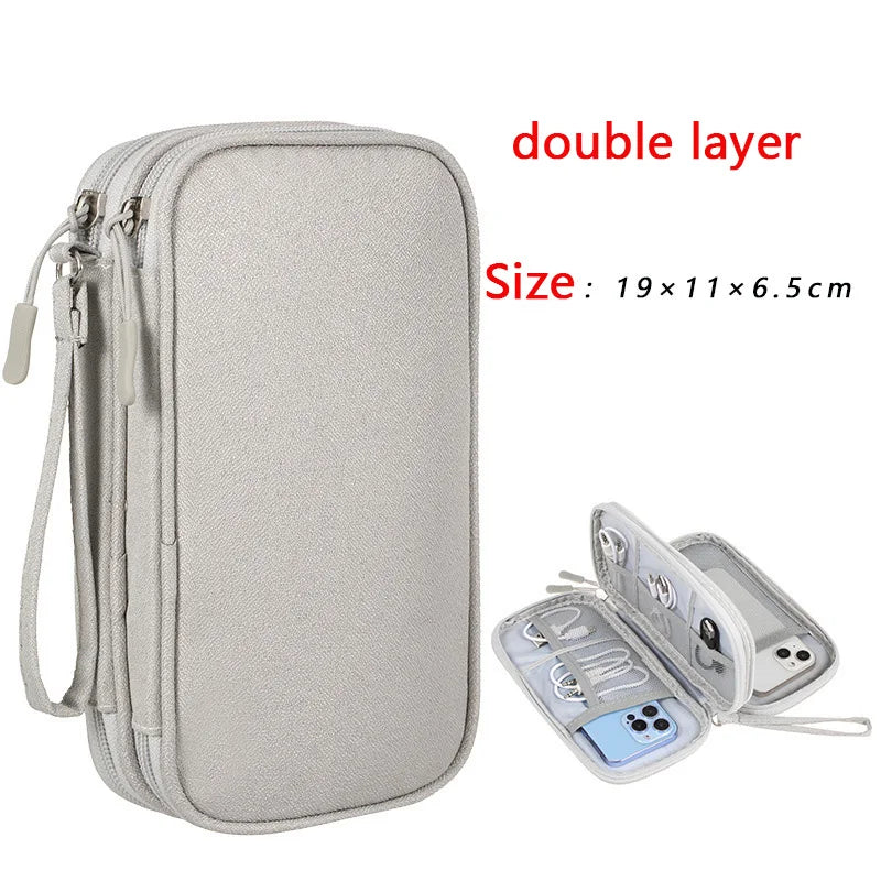 Portable Waterproof Double-Layer Cable Organiser Bag
