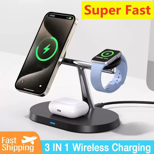 3-in-1 Magnetic Wireless Charger for iPhone, Apple Watch & AirPods