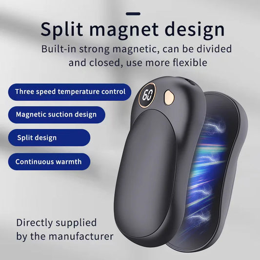 Magnetic Split-Type Hand Warmer & Power Bank – USB Self-Heating