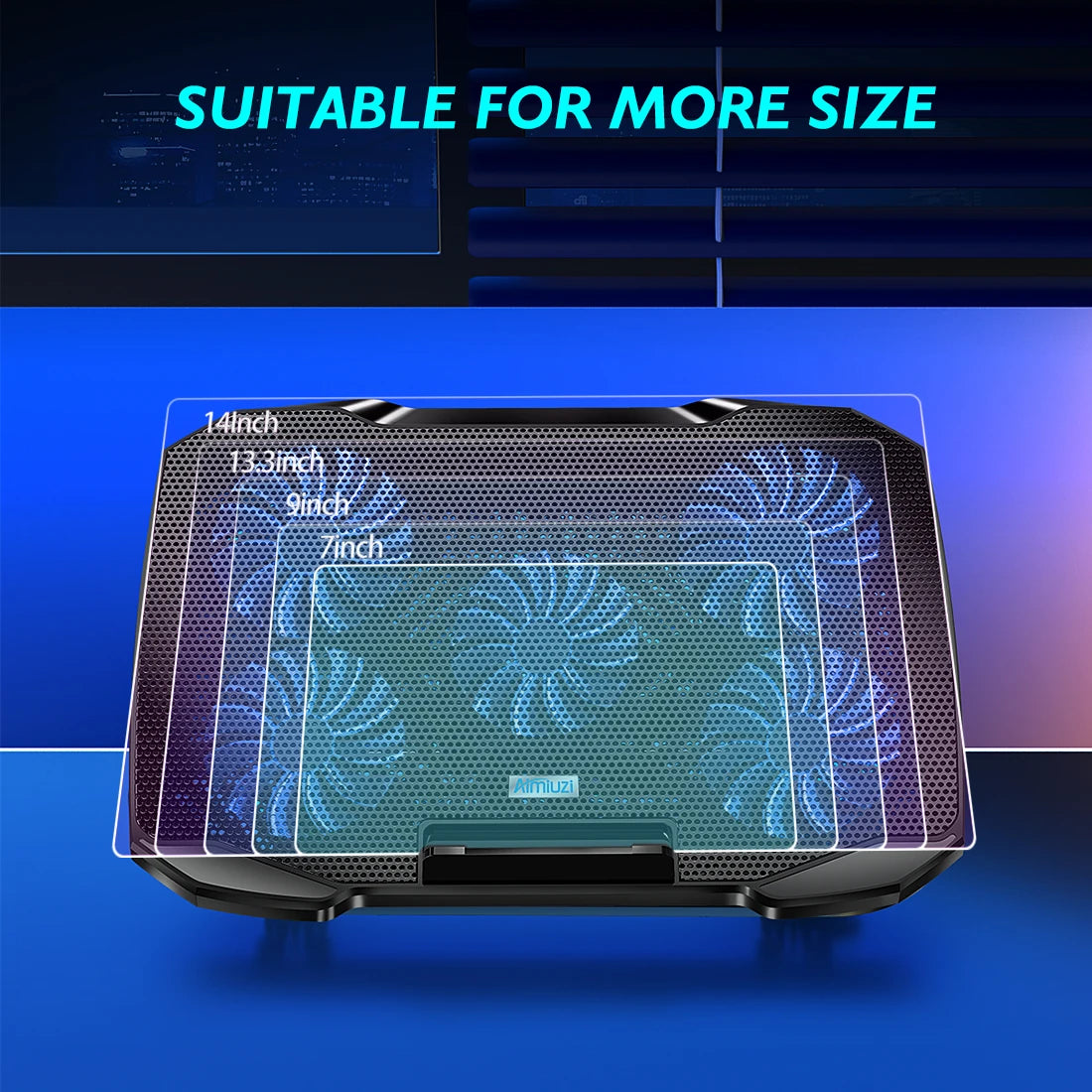 COOLCOLD Laptop Cooling Pad – 5 Quiet Fans, Phone Holder, 12–17"