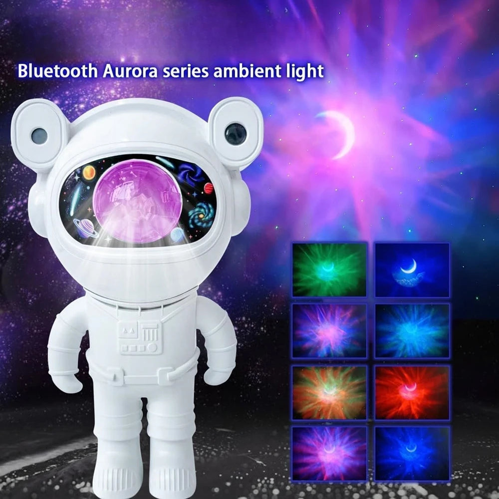 Astronaut Starlight Projector with Bluetooth Speaker – LED Aurora Night Light