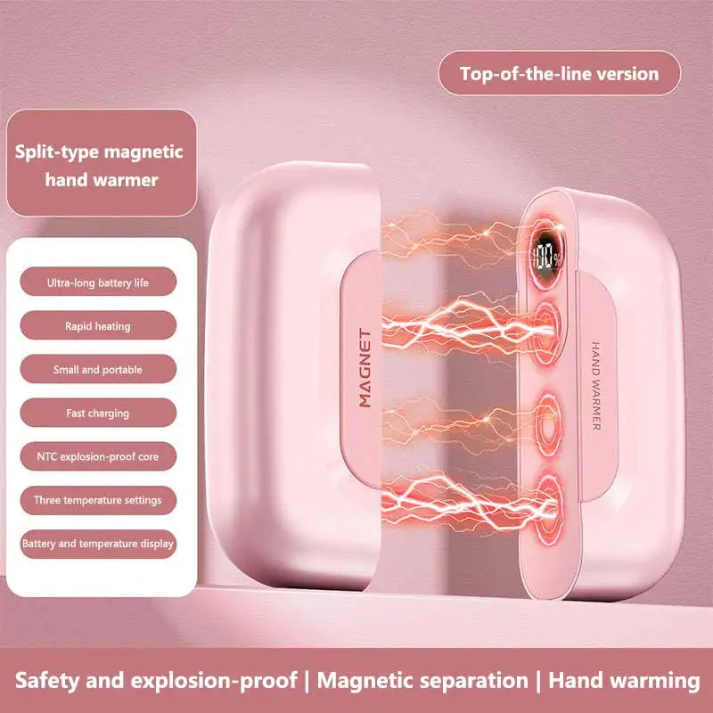 2-in-1 Magnetic Hand Warmer & Power Bank with Digital Display